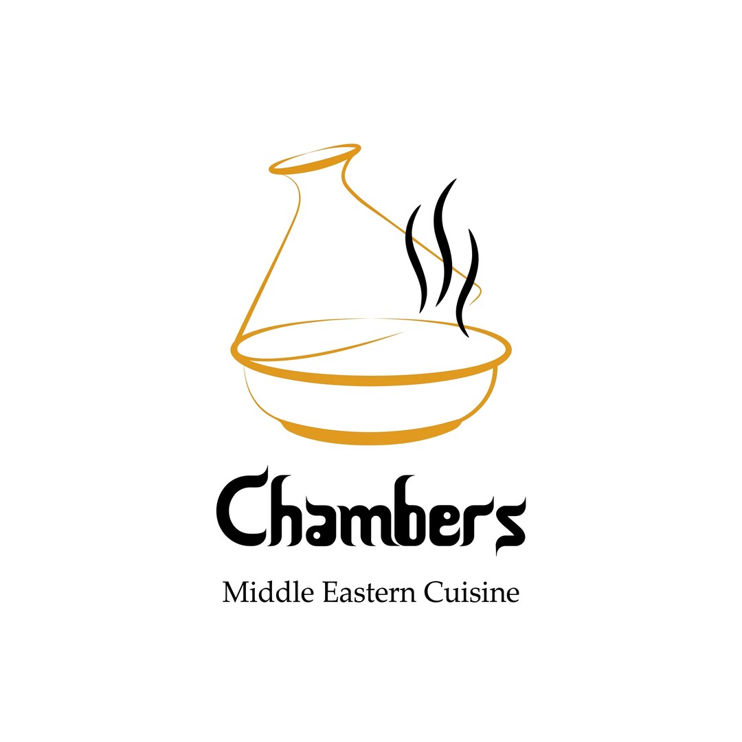 The old Chambers logo: a gold line drawing of a steaming tagine over the name in brush script