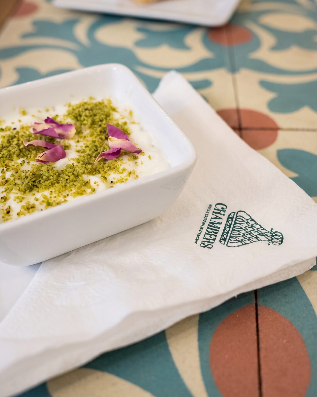 Printed napkins at the table